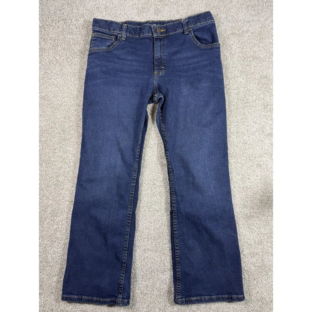 Wrangler Classic Boot Cut Jeans, Men's/Boys' Size 16 Husky, Blue Stretch Denim